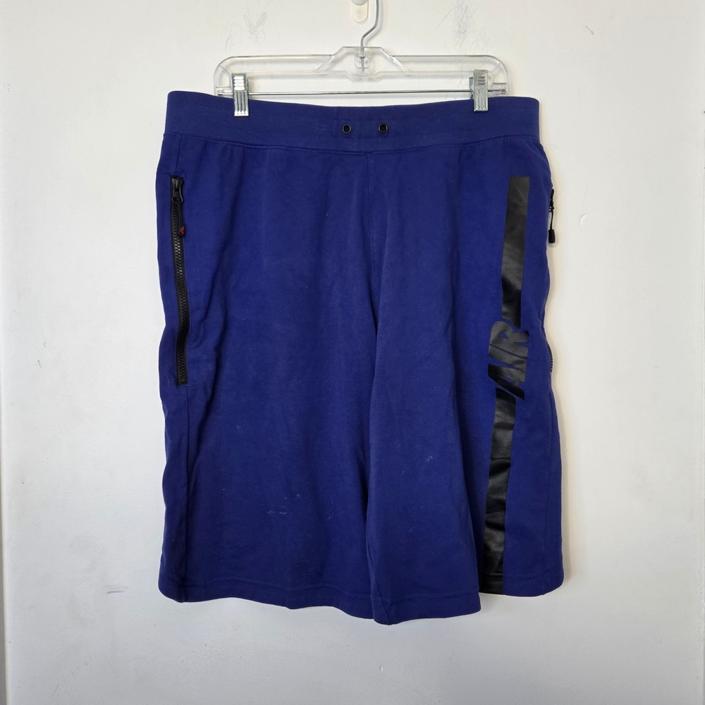 Nike Air Mens Shorts XL Royal Blue Athletic‎ Cotton Blend Zipper Pockets Graphic